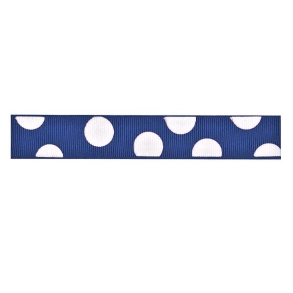 Berwick Offray Grosgrain Polyester Ribbon, 7/8" x 9', Century Blue w/ Polka Dots